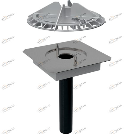 GEBERIT 359.128.00.1 Воронка Geberit Pluvia с соединительным фартуком, для желобов, решетка воронки из алюминиевого литья 