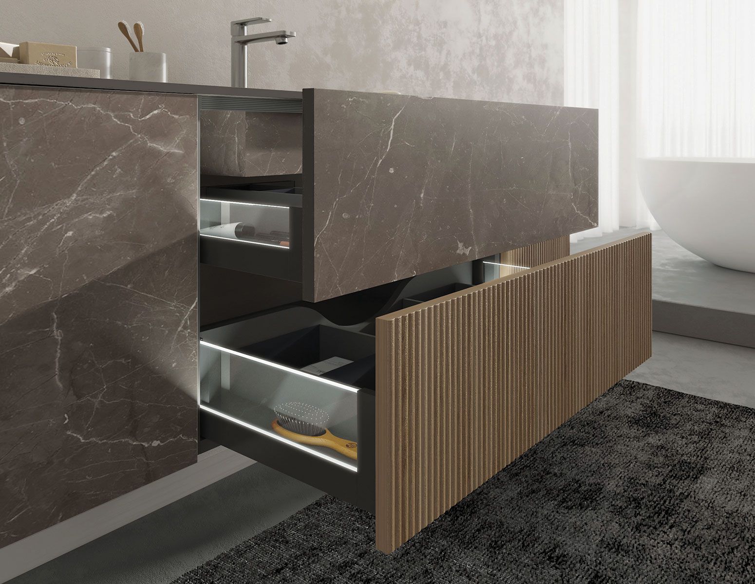 Деревянный подвесной умывальник со встроенным умывальником LEGNOBAGNO Re-Stretch ARCH-00087029 - Вид №3