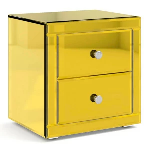 Тумбочка прикроватная зеркальная золото "Самили" GRAUM  304062 Желтый;зеркальный