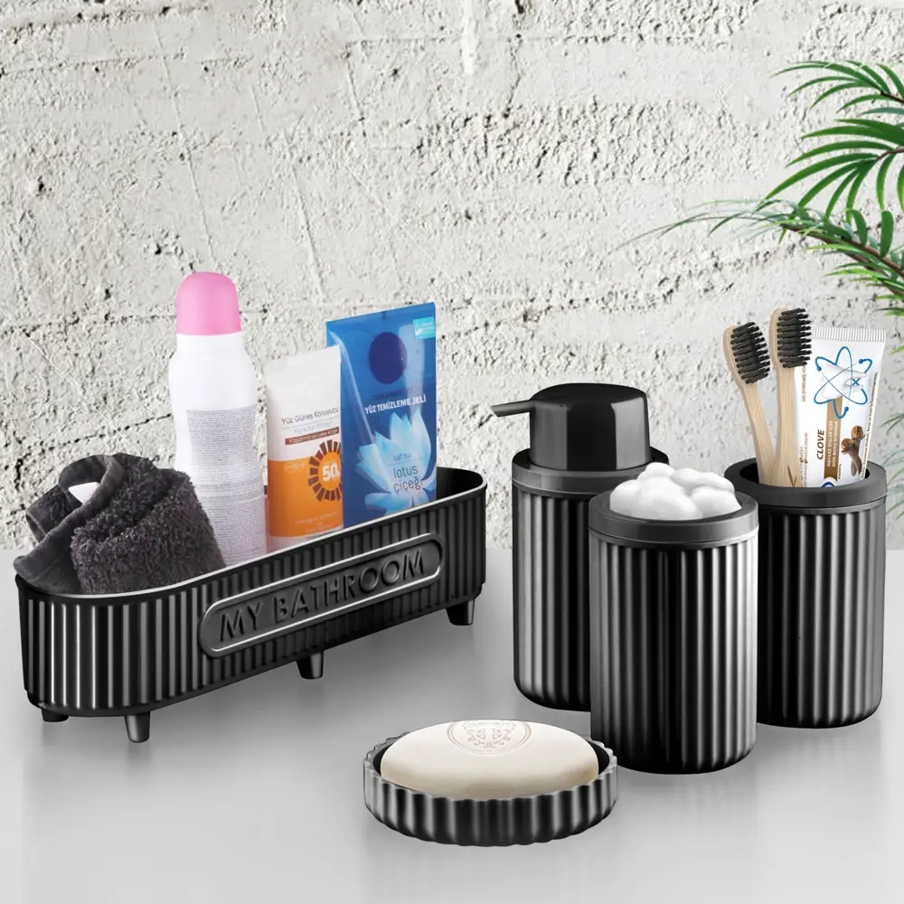 Набор аксессуаров для ванной Merlo 5 предметов цвет черный Santreyd STLM-2045682