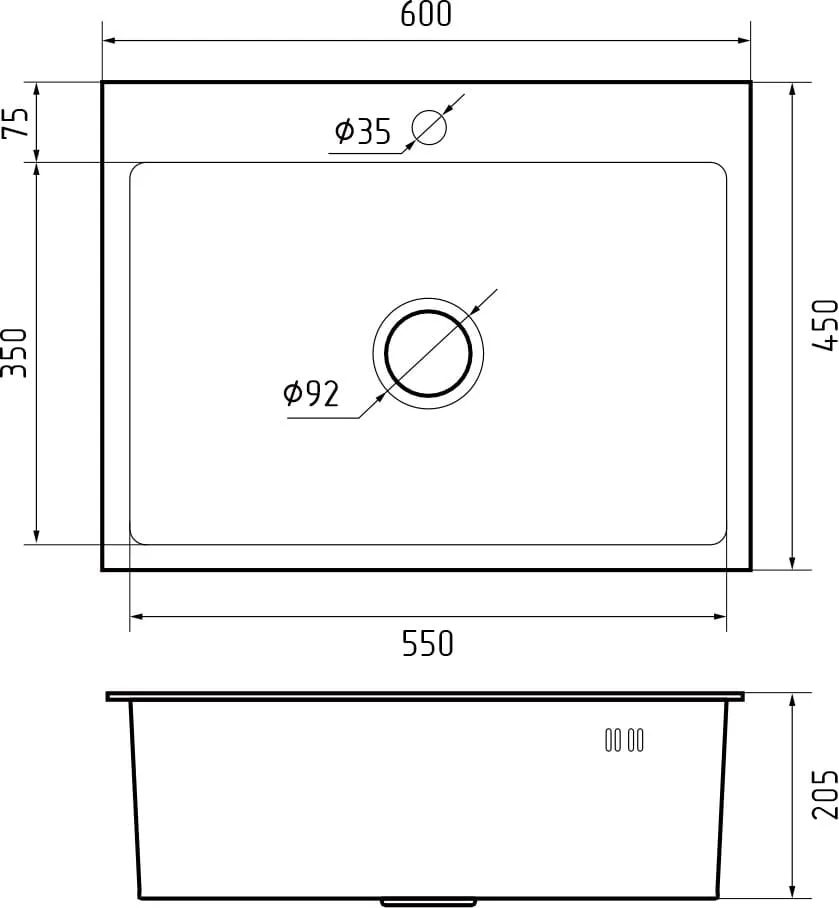 Кухонная мойка 6045 GRANFEST METAL - Вид №1