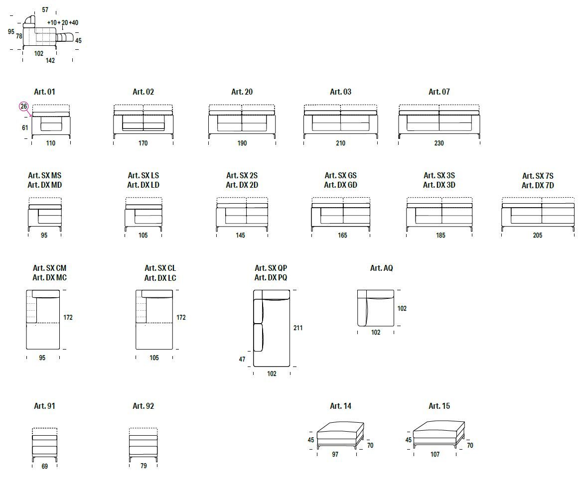 Секционный диван из ткани Felis Softliving ARCH-00131093 - Вид №7
