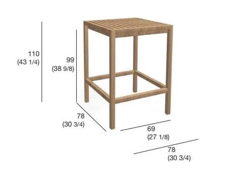 Высокий квадратный стол из тикового дерева RODA ARCH-00096723 - Вид №2