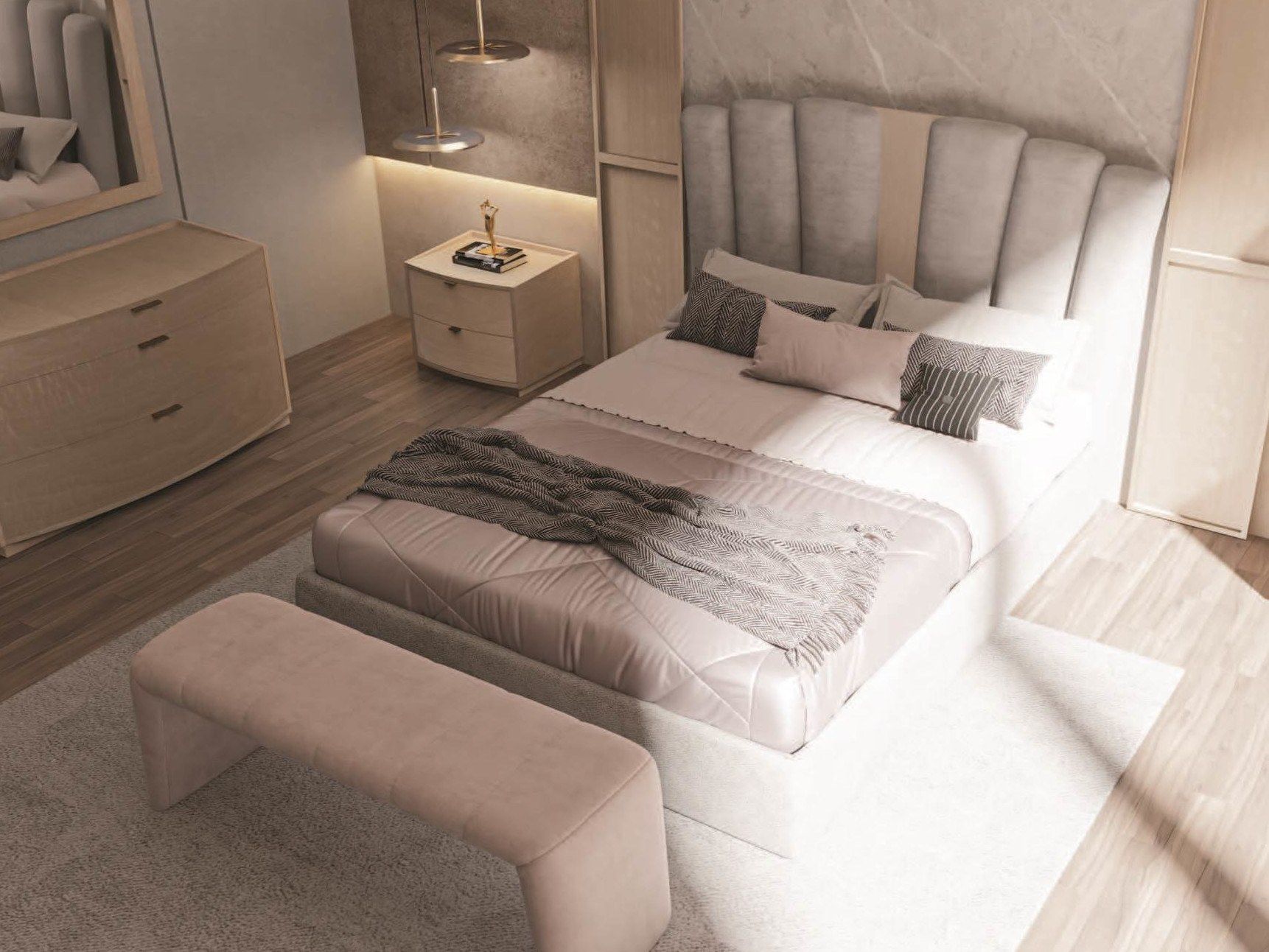 Двуспальная кровать с мягким изголовьем CASA +39 Phoenix ARCH-00077408