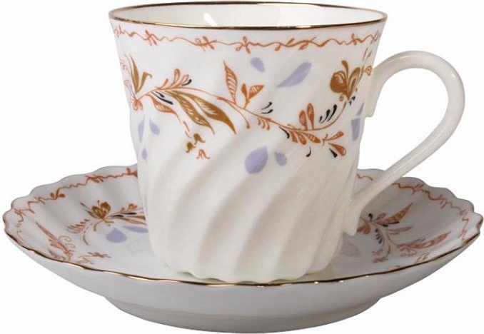 80289 Императорский фарфоровый завод Чашка с блюдцем "Карелия" "Витая" Фарфор костяной 