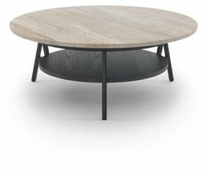 arflex Низкий круглый мраморный журнальный столик с журнальной полкой Cradle