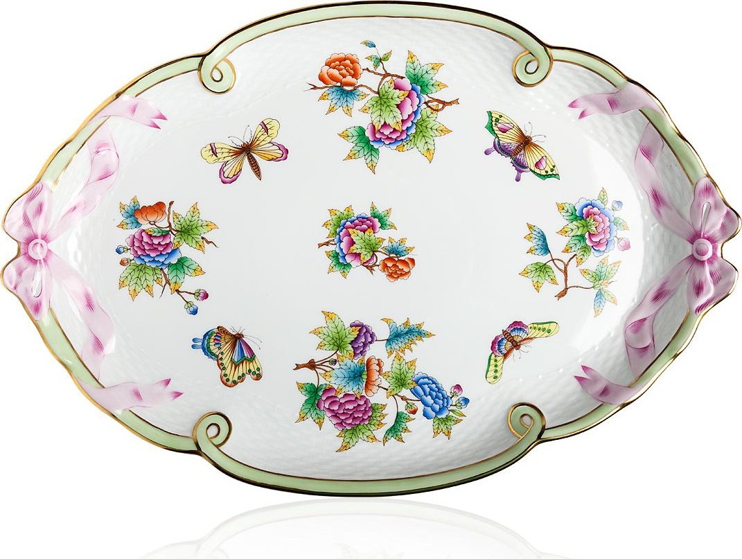 47823 Herend Блюдо овальное с бантами 40см "Виктория" Фарфор 
