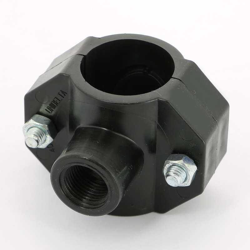 Врезка монтажная Unidelta зажим-В 40х1/2" 2 болта, для труб ПНД полипропилен PP-B 1019040002 - Вид №1