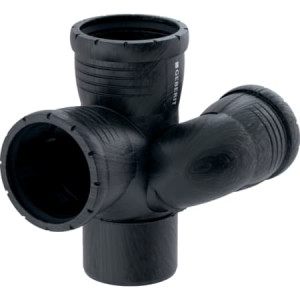 393.554.14.1 Крестовина Geberit Silent-Pro, левая со смещенным впуском и дополнительным отводом 87,5° Geberit