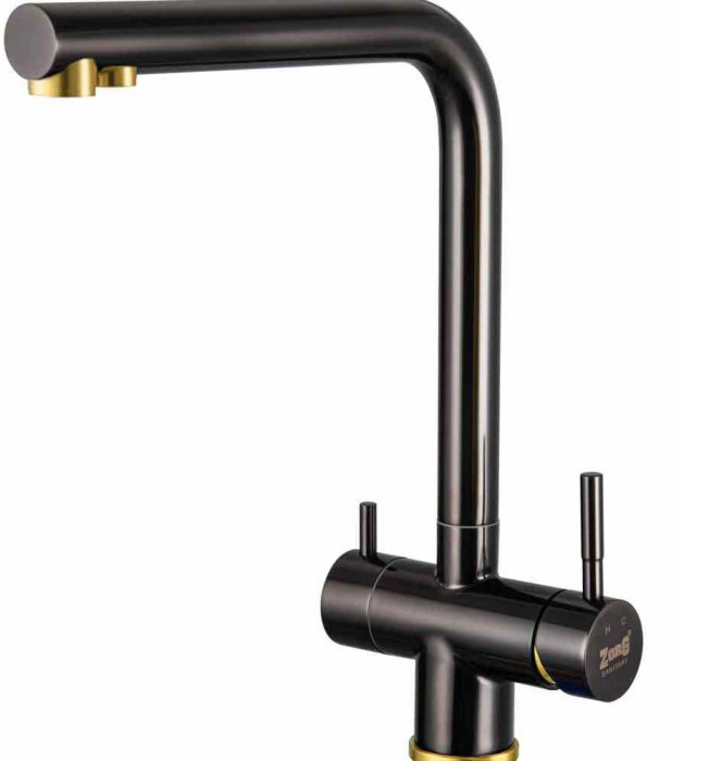 Смеситель ZorG Inox SZR-7039 BR/GRAFIT для кухонной мойки, бронза/графит