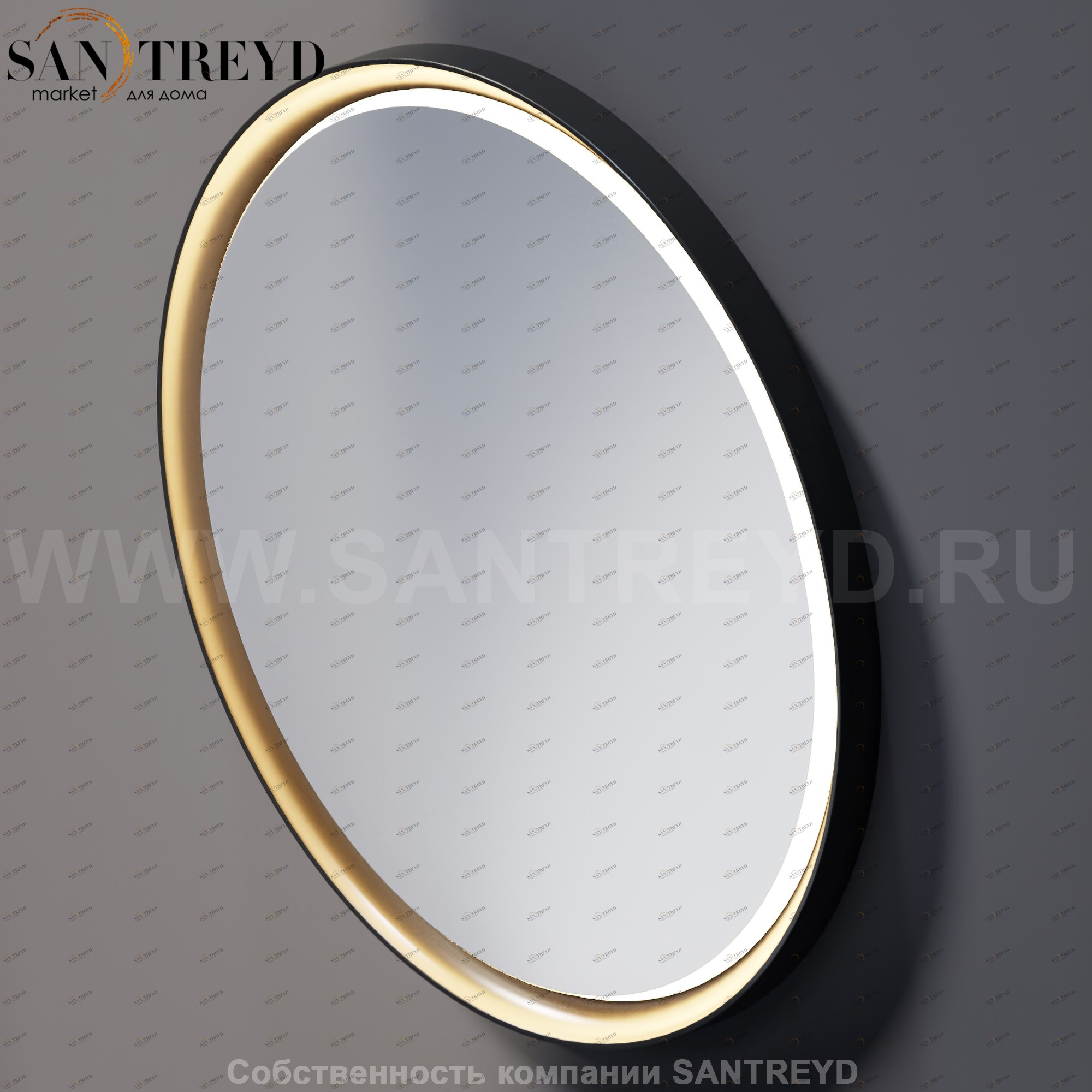 Agape MEMORY Зеркало круглое 70 см с LED подсветкой в черной раме AMEM866EL