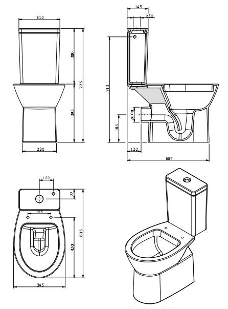 131916004 Компакт унитаз с бачком Белый Sanindusa EASY Португалия - Вид №1