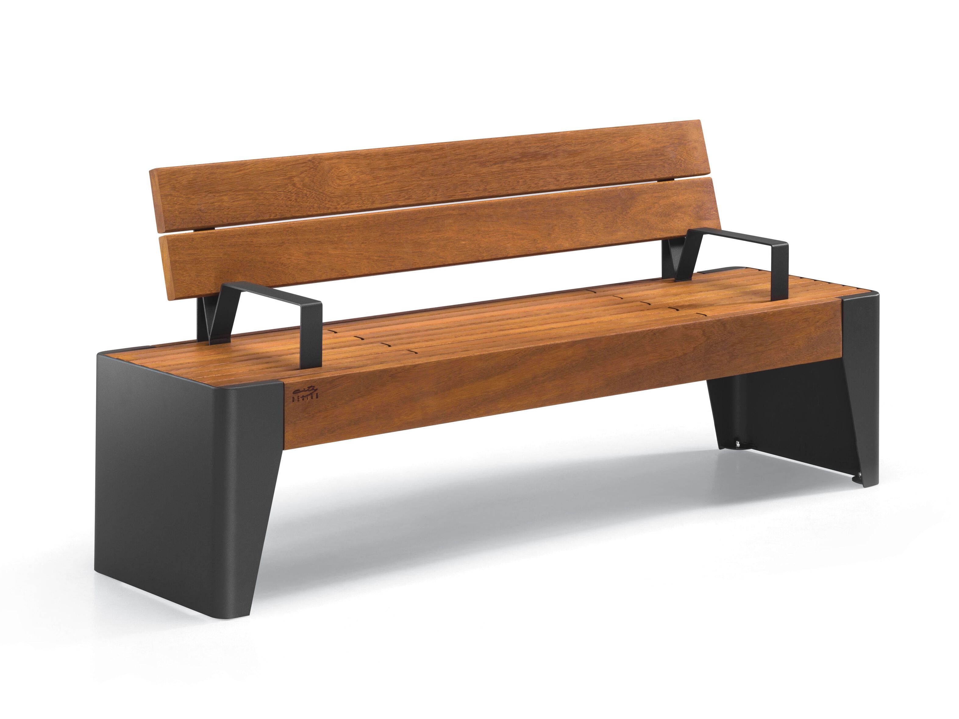 Стальная и деревянная скамья со спинкой с подлокотниками City Design Fòla ARCH-00137127