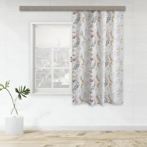 Штора на ленте для кухни Листья 135x180 см цвет коричневый