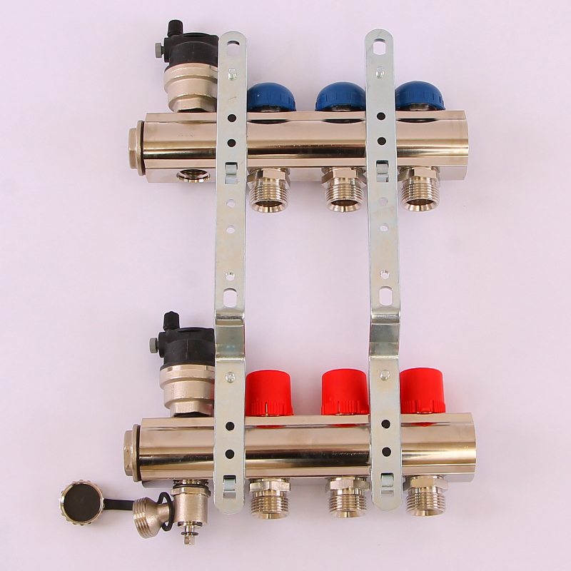 Коллекторная группа TOPWAY с регулировочными и термостатическими вентилями с резьбой под евроконус EMMETI 1"x3/4"ЕК 3 выхода 01298712 - Вид №3