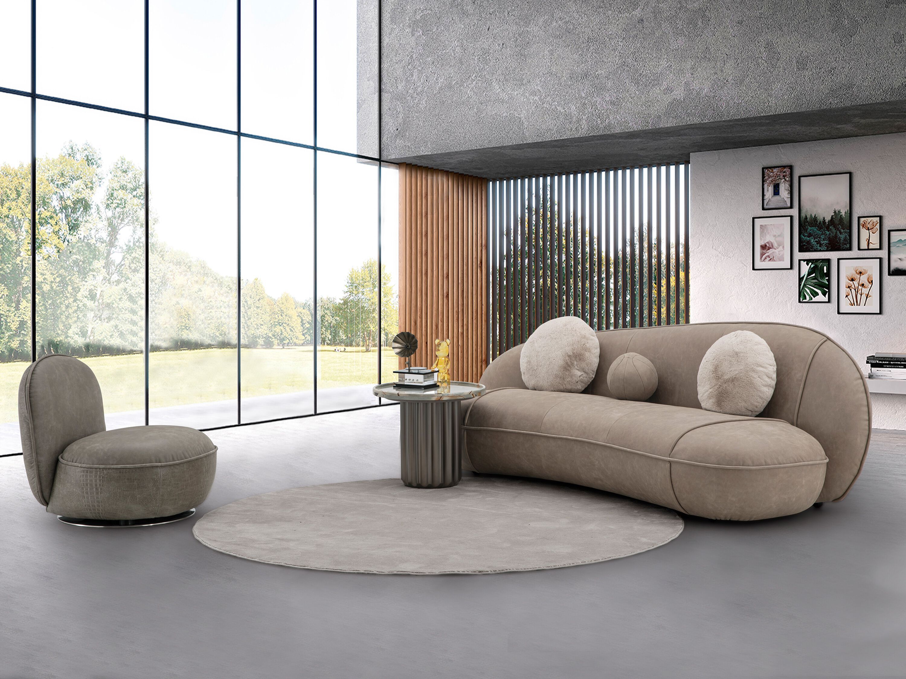 Кожаный изогнутый диван CAMPO DE' FIORI PEA ARCH-00001633 - Вид №1