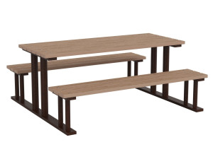 Прямоугольный стол для пикника WPC со встроенными скамейками