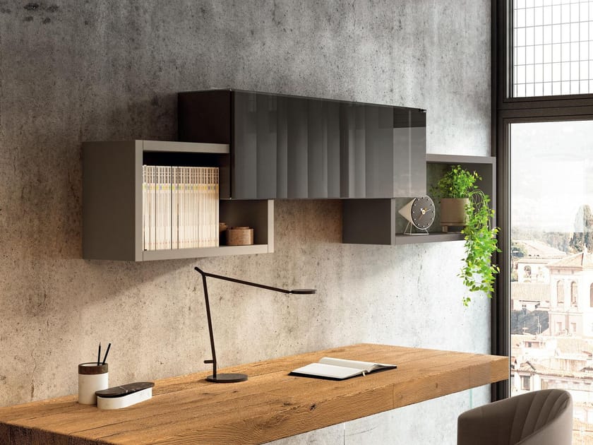 Подвесной книжный шкаф из дерева и стекла Lago LagoLinea ARCH-00095851