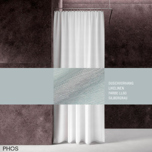 DV-LIKEL200-230-LL60 Занавеска для душа Likelinen, длина 200 см, ширина 230 см, серебристо-серая. PHOS