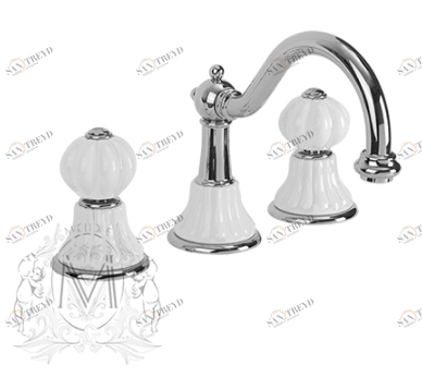 Cмеситель MIGLIORE Olivia ML.OLV-5812BI.CR для раковины, хром, ручки белая керамика ML.OLV-5812.BI.CR