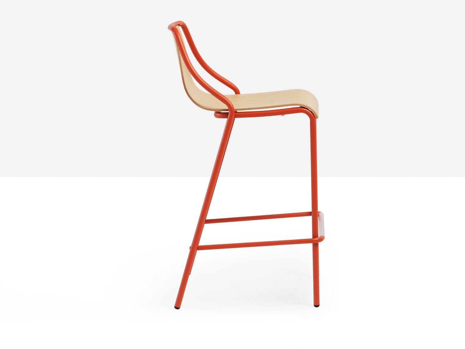 Высокий металлический стул с деревянным сиденьем Midj ARCH-00013147 - Вид №1