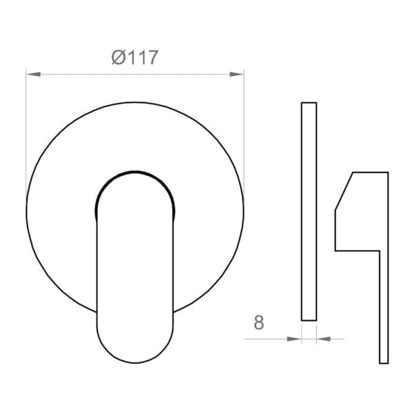 Встраиваемый смеситель для душа с пластиной Ercos Versilia ARCH-00082479 - Вид №2