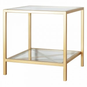 Приставной столик стеклянный с полкой и золотым каркасом "Монро" FOR MISS  264013 Золото;прозрачный