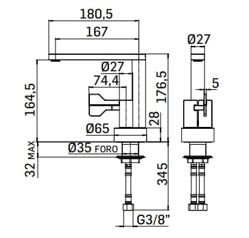 Смеситель для раковины с одним отверстием Mamoli Castiglioni ARCH-00066184 - Вид №4