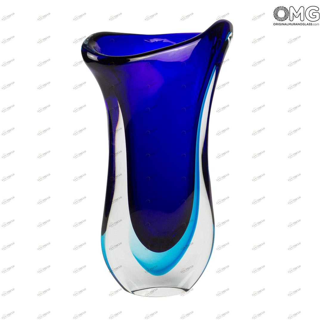 2881 ORIGINALMURANOGLASS Ваза Кобра - насыщенный синий - соммерсо - Original Murano Glass OMG 23 см 