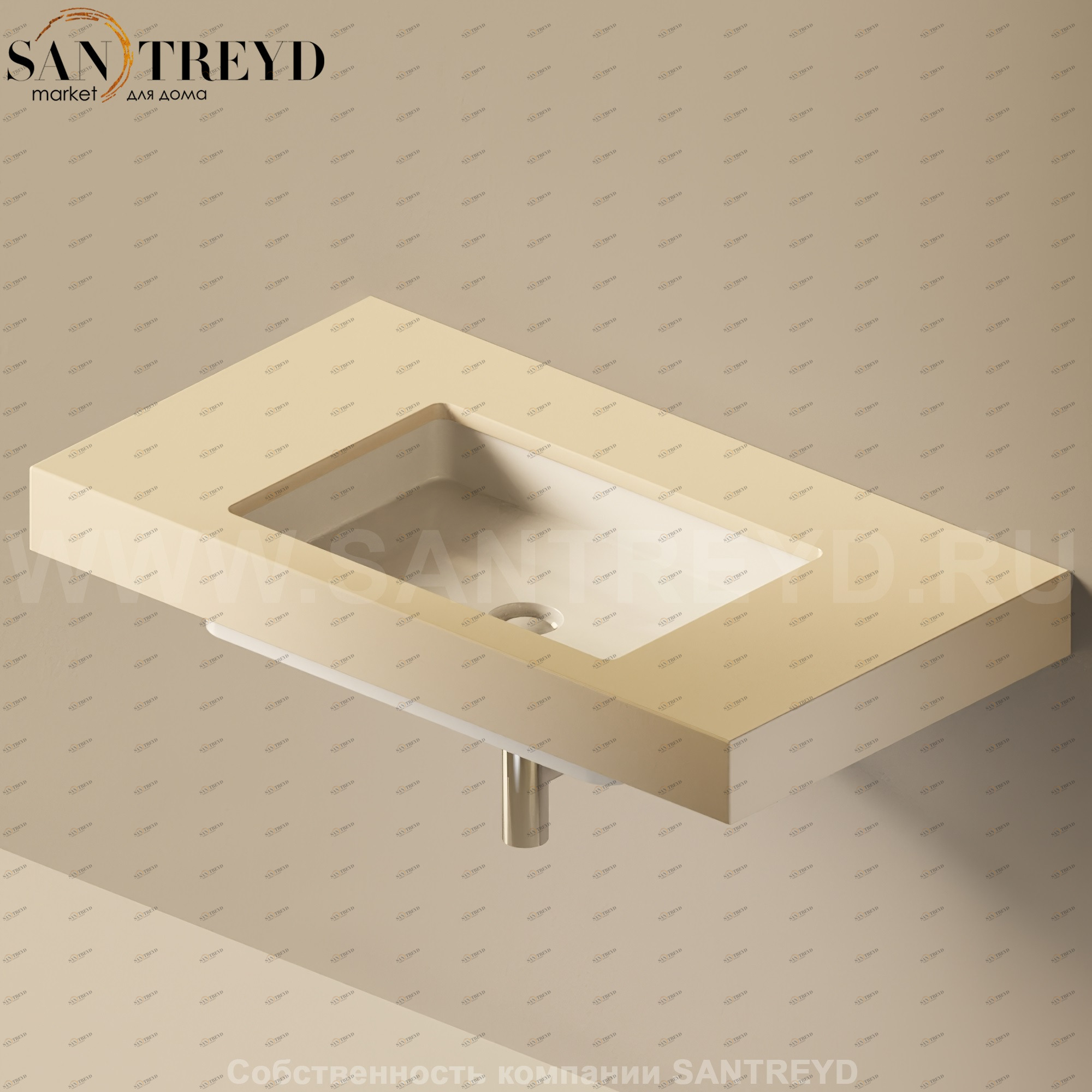 Flaminia FLYMAX Столешница с отверстием под раковину от 100 до 250 см бежевая FY60SP.1015 Ceramica Flaminia FY60SP1015