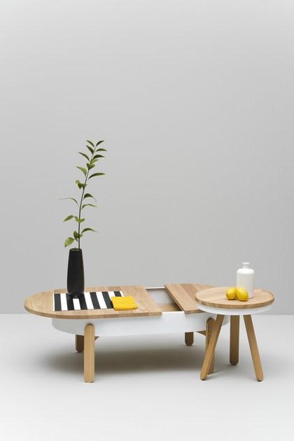 Woodendot Овальный журнальный столик из дуба со встроенным ящиком sun-id-1382926 - Вид №3