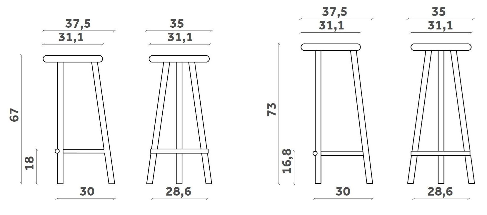 Высокий стул из стали и дерева с подставкой для ног Miniforms MILK ARCH-00098587 - Вид №2