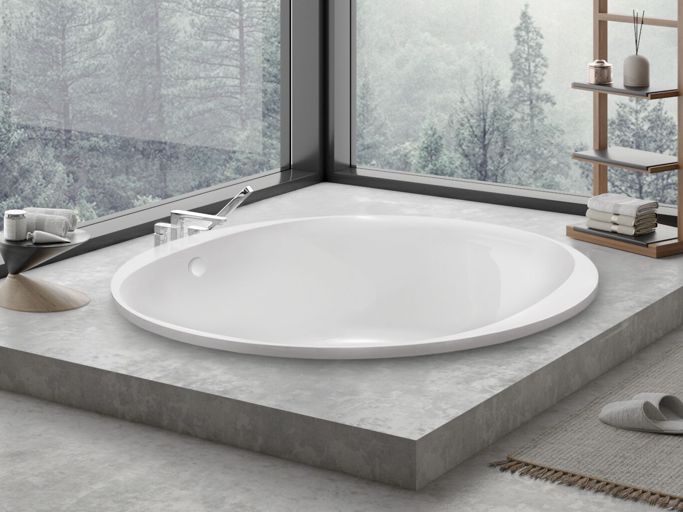 Утопленная 2-местная акриловая круглая ванна HOESCH iSensi ARCH-00047083