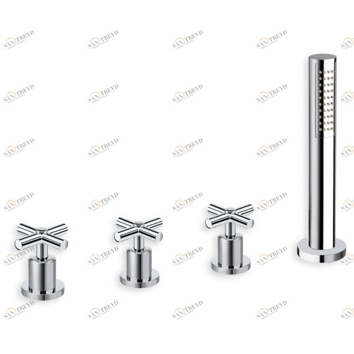 CRIEV122 Смеситель для ванны на 4 отверстия, с выдвижным ручным душем с защитой от известкового налета, переключателем на 2 отверстия и FOLLOW ME Cristina Rubinetterie 