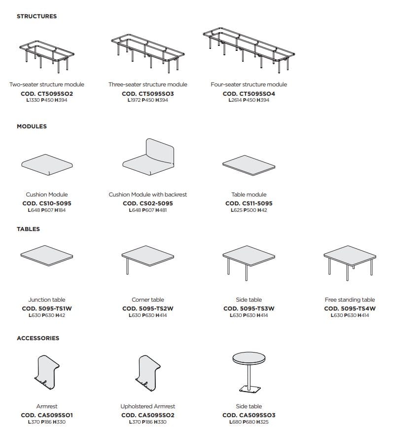 3-местный модульный тканевый диван Infiniti Sys ARCH-00120464 - Вид №15