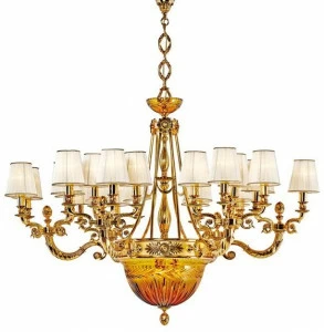 Possoni Illuminazione Люстра из чистого золота с градиентом и янтарным кристаллом Amber 431/24+6