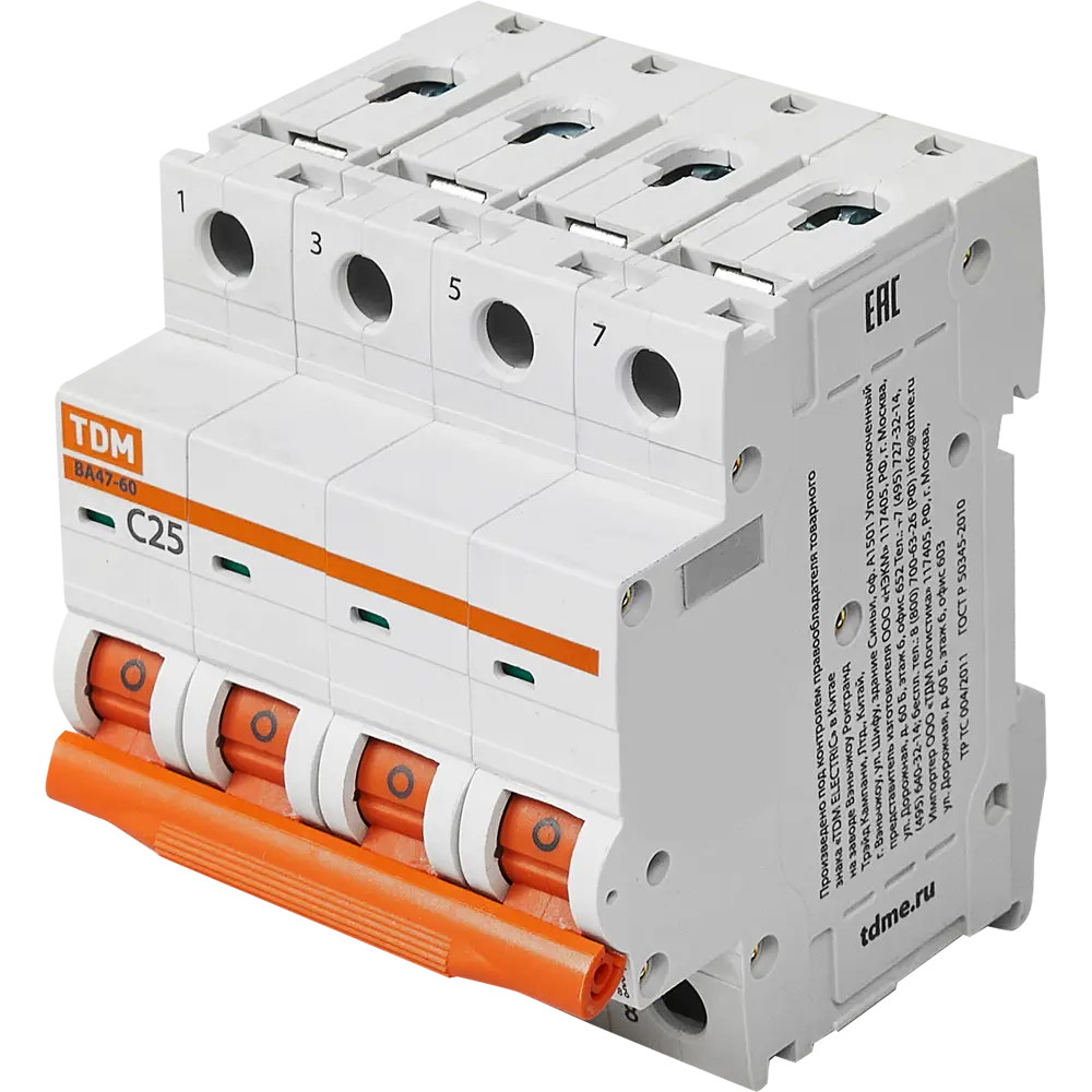 Автоматический выключатель TDM Electric ВА47-60 4P C25 А 6 кА SQ0223-0127 84399536 STLM-2051799 