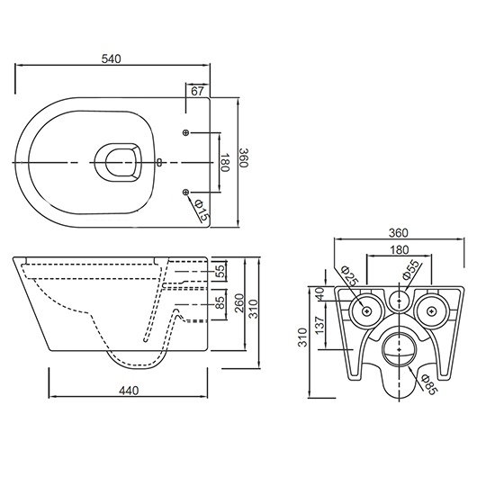 CT2063V Подвесной унитаз SSWW CT  - Вид №4