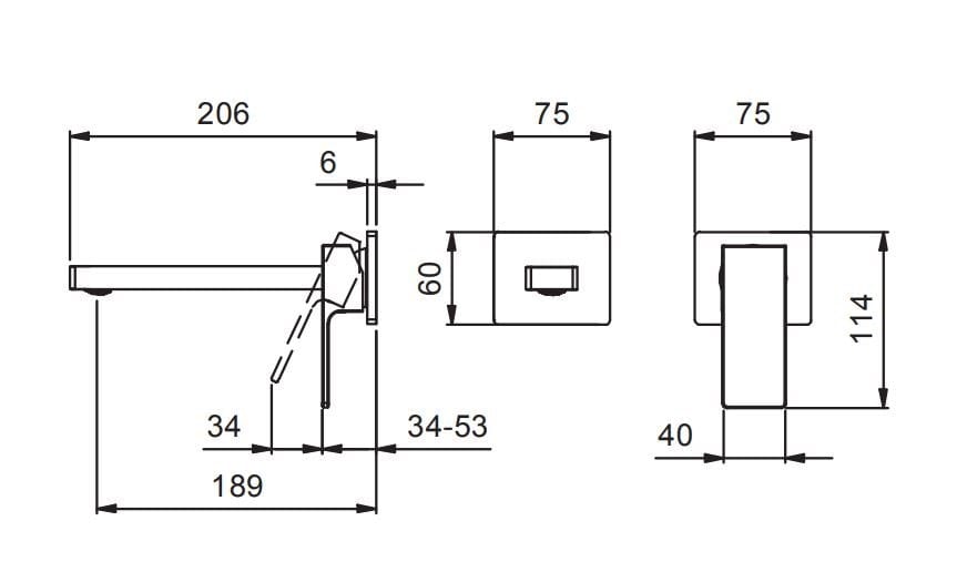 Настенный смеситель для раковины с 2 отверстиями Fantini Rubinetti MINT ARCH-00041445 - Вид №1