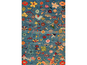 Шерстяной прямоугольный цветочный ковер