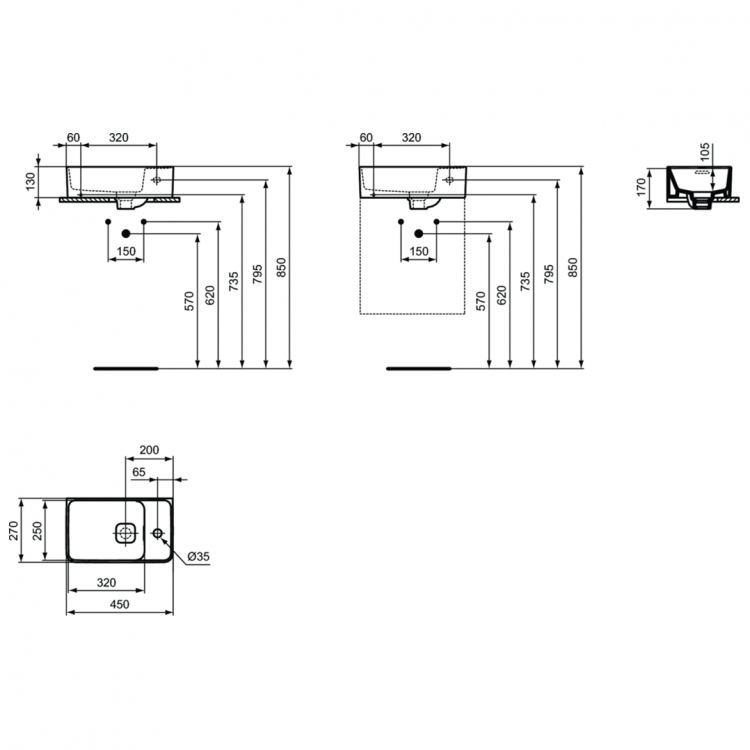 T299401 Раковина 45 см Ideal Standard STRADA II - Вид №19