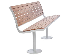 Стальная и деревянная скамья со спинкой