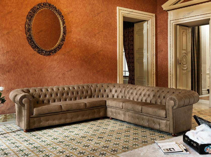 Domingo Salotti Стеганый угловой диван из кожи Ottocento sun-id-1481839