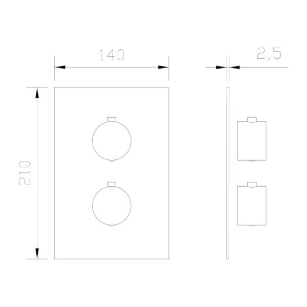 Смеситель для душа с 2 отверстиями Ercos Stilox ARCH-00125245 - Вид №2
