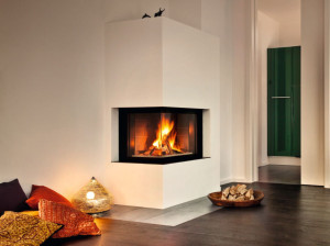 Стальной дровяной угловой камин