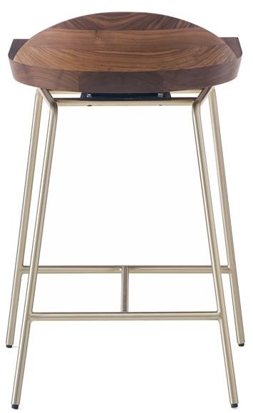 BassamFellows Табурет из стали и дерева со спинкой Spindle Cb-282 - Вид №4