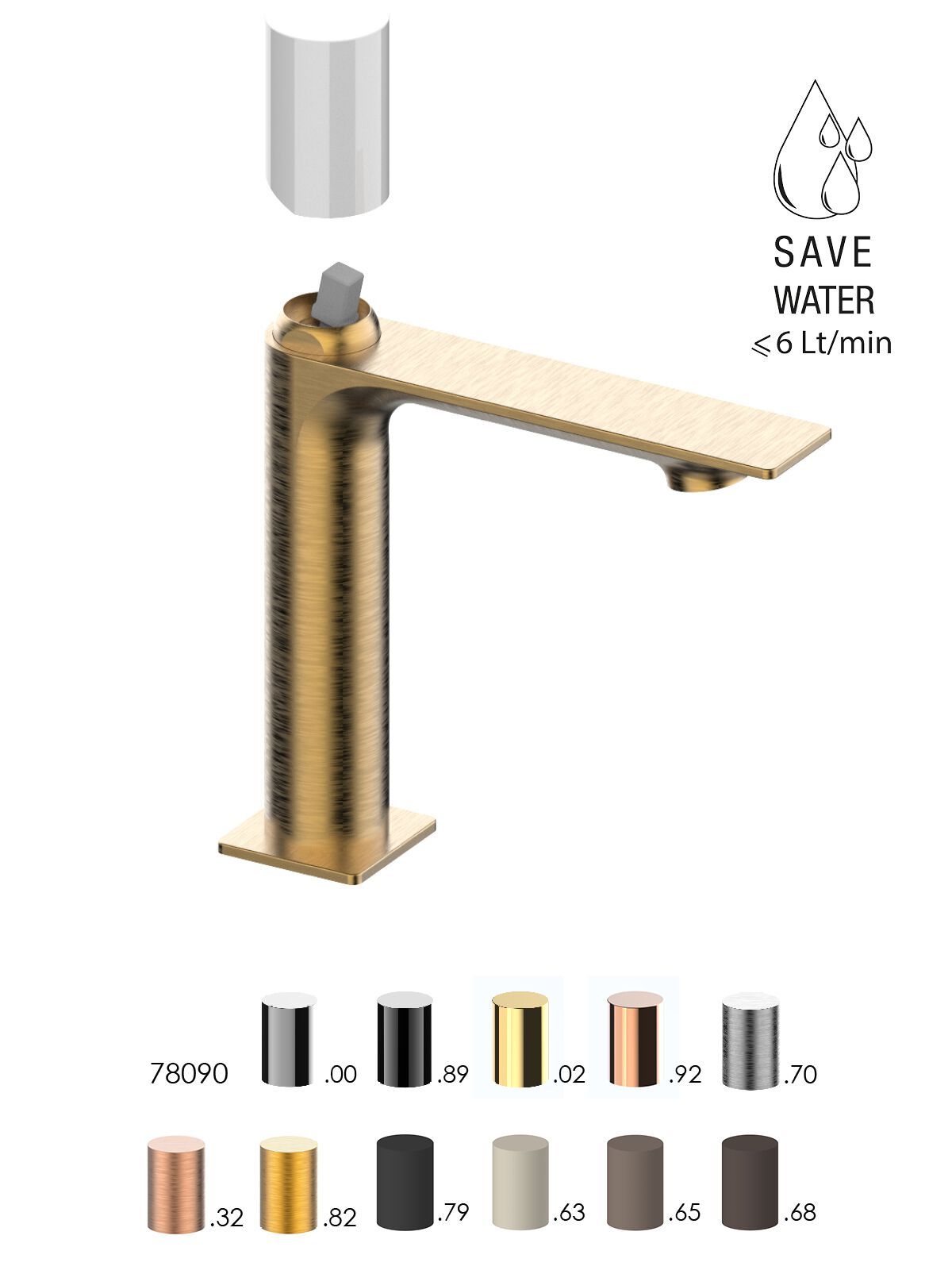 Однорычажный смеситель для раковины с ограничителем расхода Rubinetterie Frattini Narciso S ARCH-00001980 - Вид №1