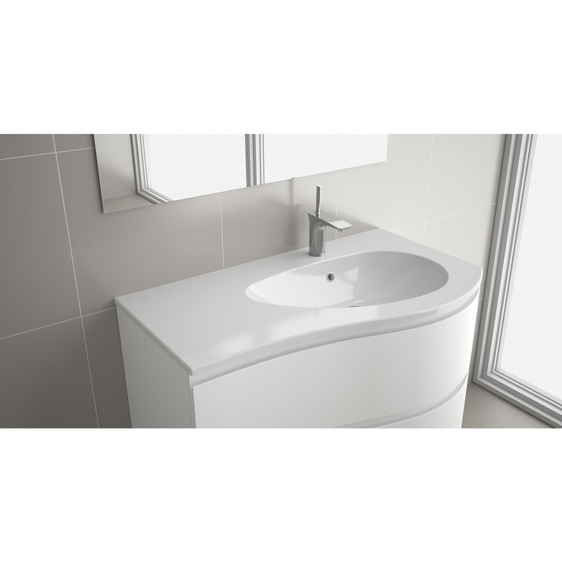 83877 SALGAR Раковина MAM 900 Емкость для хранения слева GLOSS WHITE MINERAL Загрузка без уловителя для бутылок и отходов 910 x 16 x 510 мм 