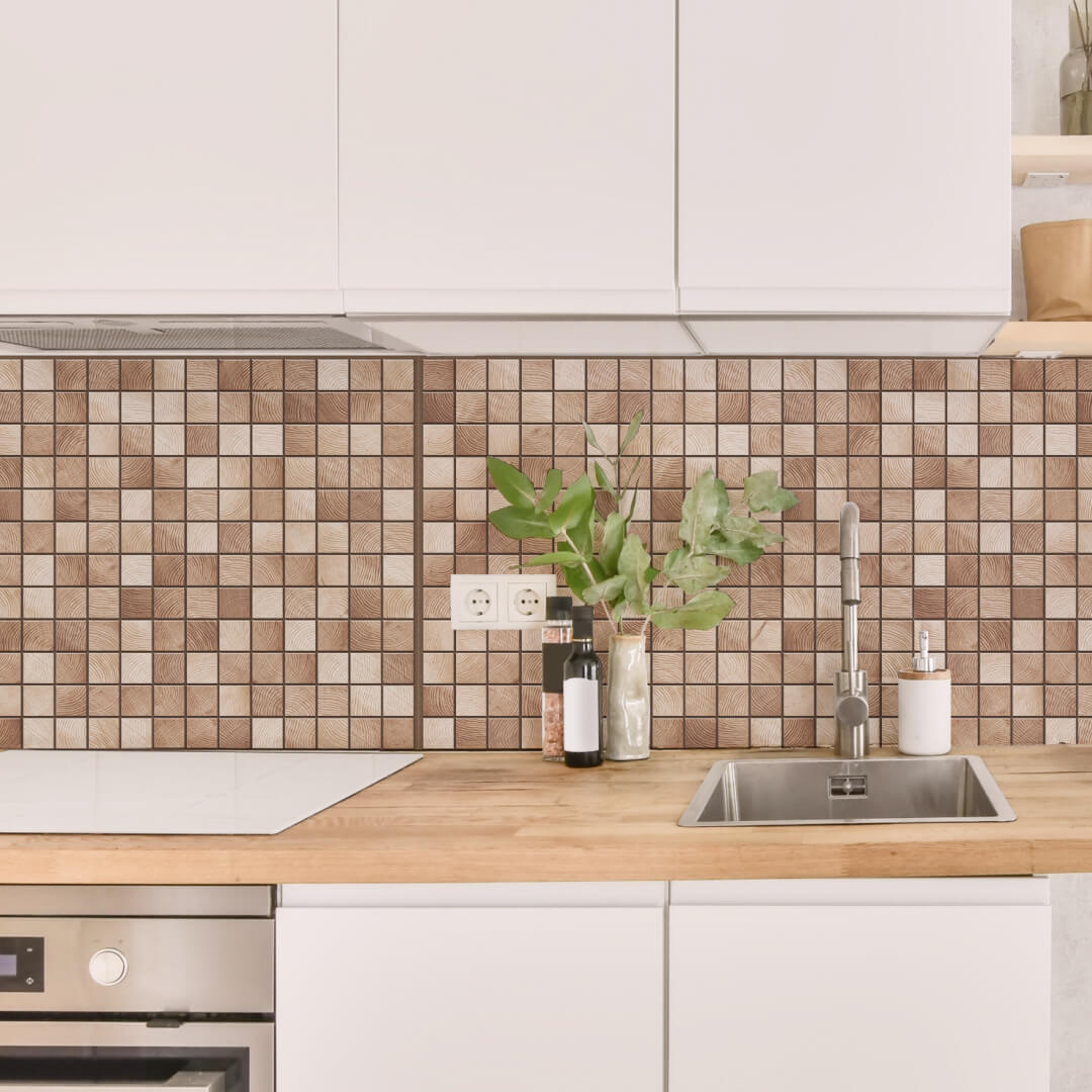 Панель ПВХ 0,3 мозаика Мадера светлая STELLA STSR-746 - Вид №1