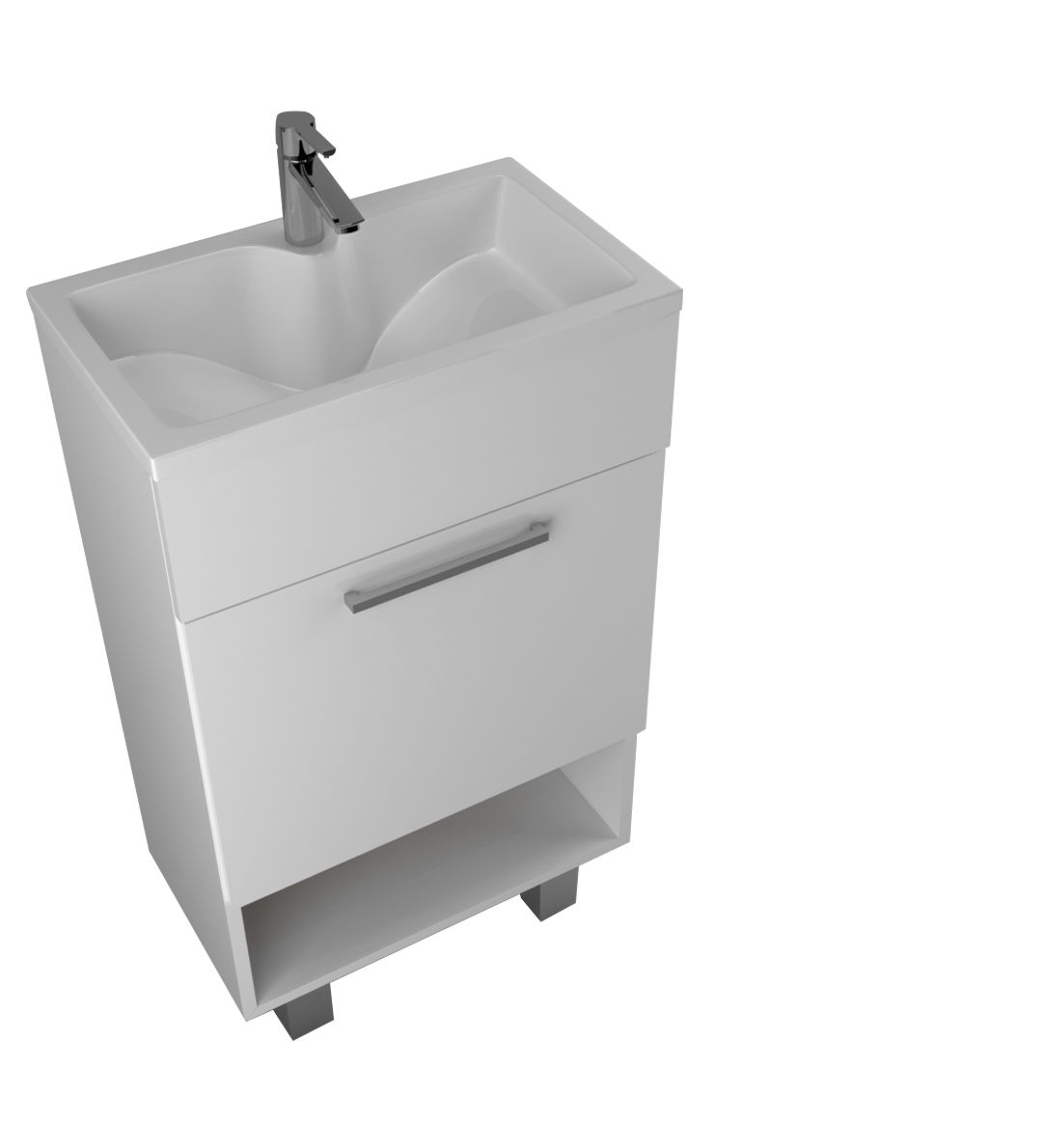 У85932 Тумба с раковиной July 50Н 1д. Белый глянец 1 Marka JULY